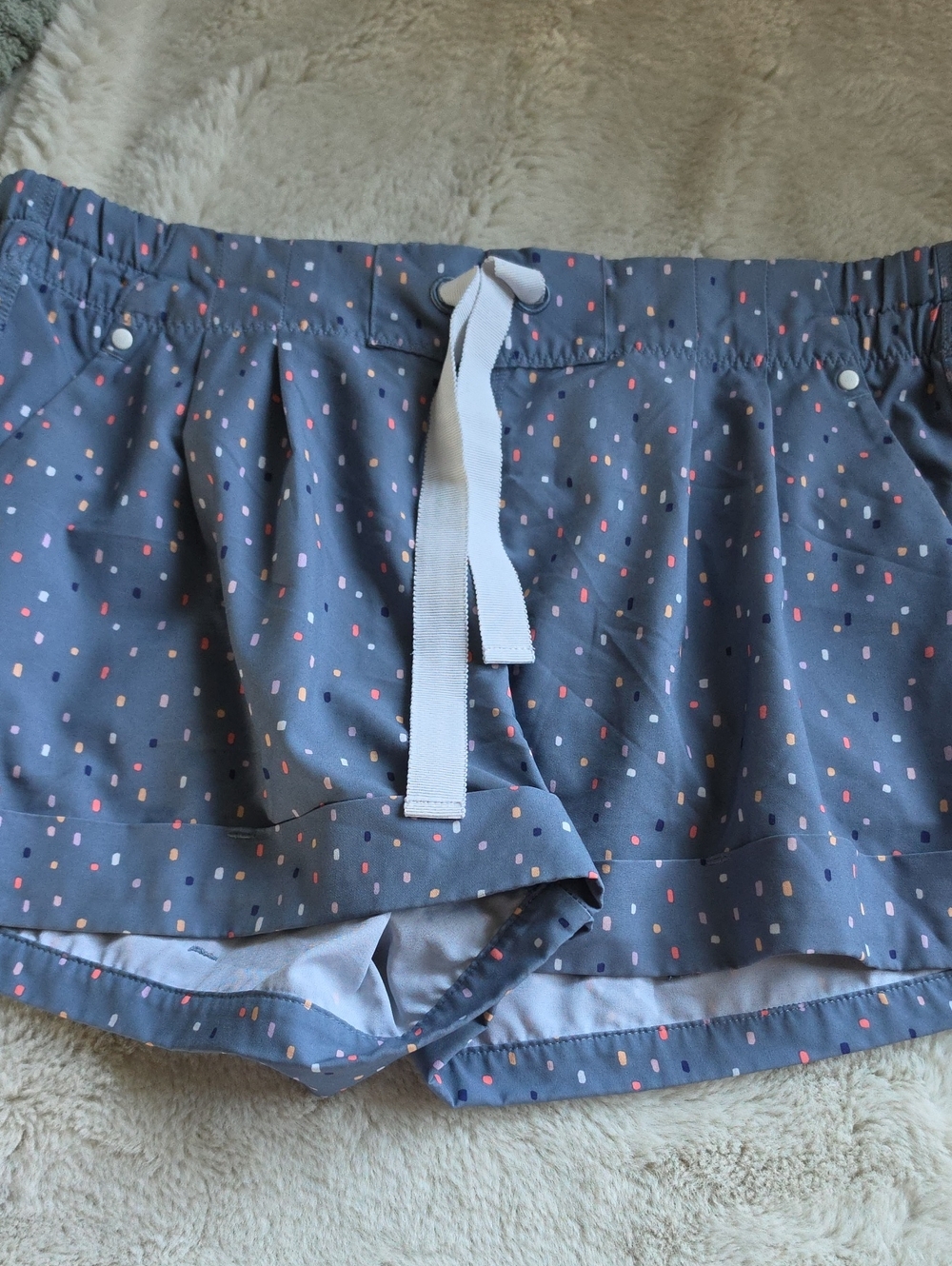 lululemon athletica Slate Gray Athletic Shorts with Pink Dot Print